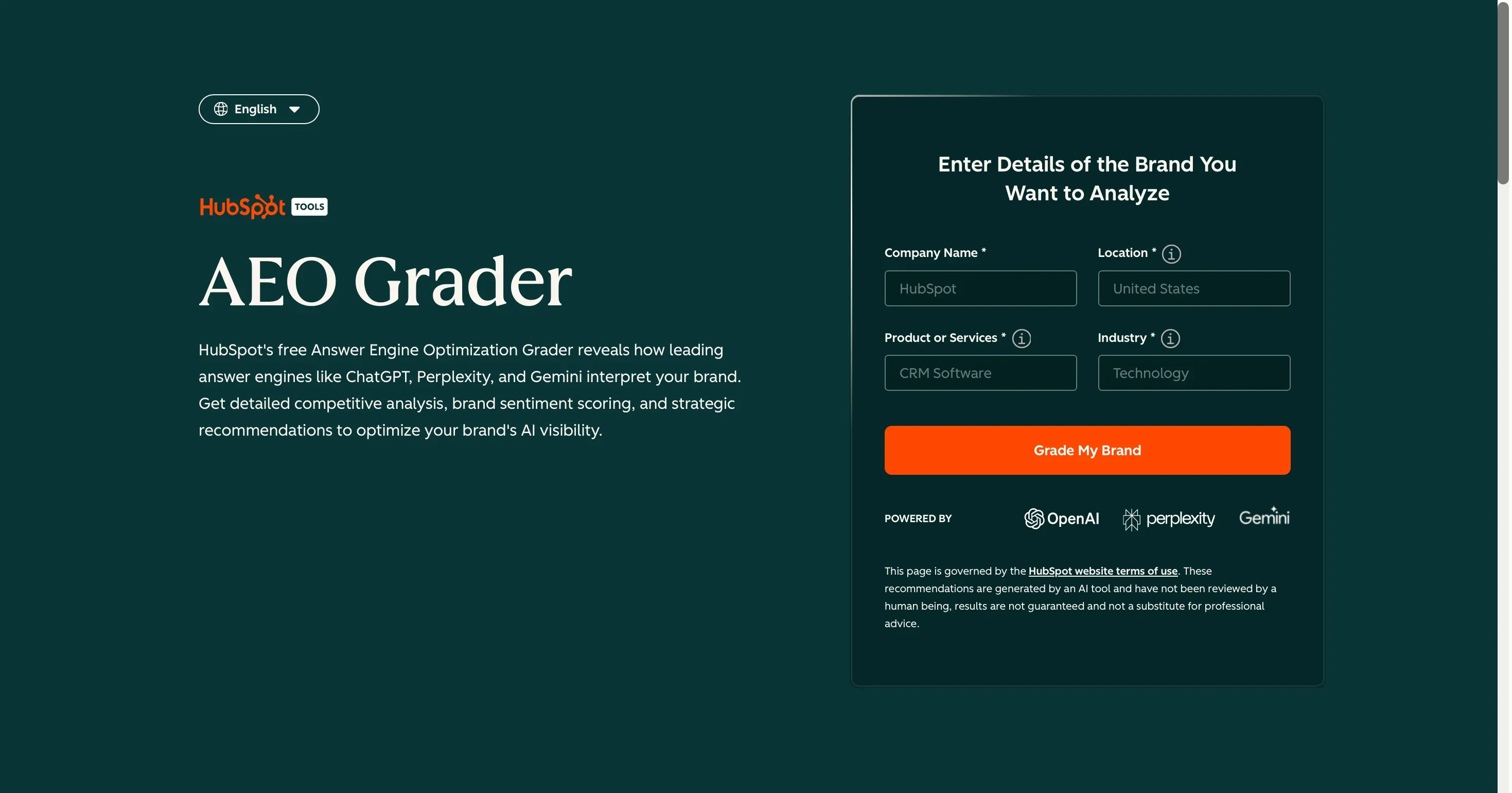 HubSpot AI Search Grader