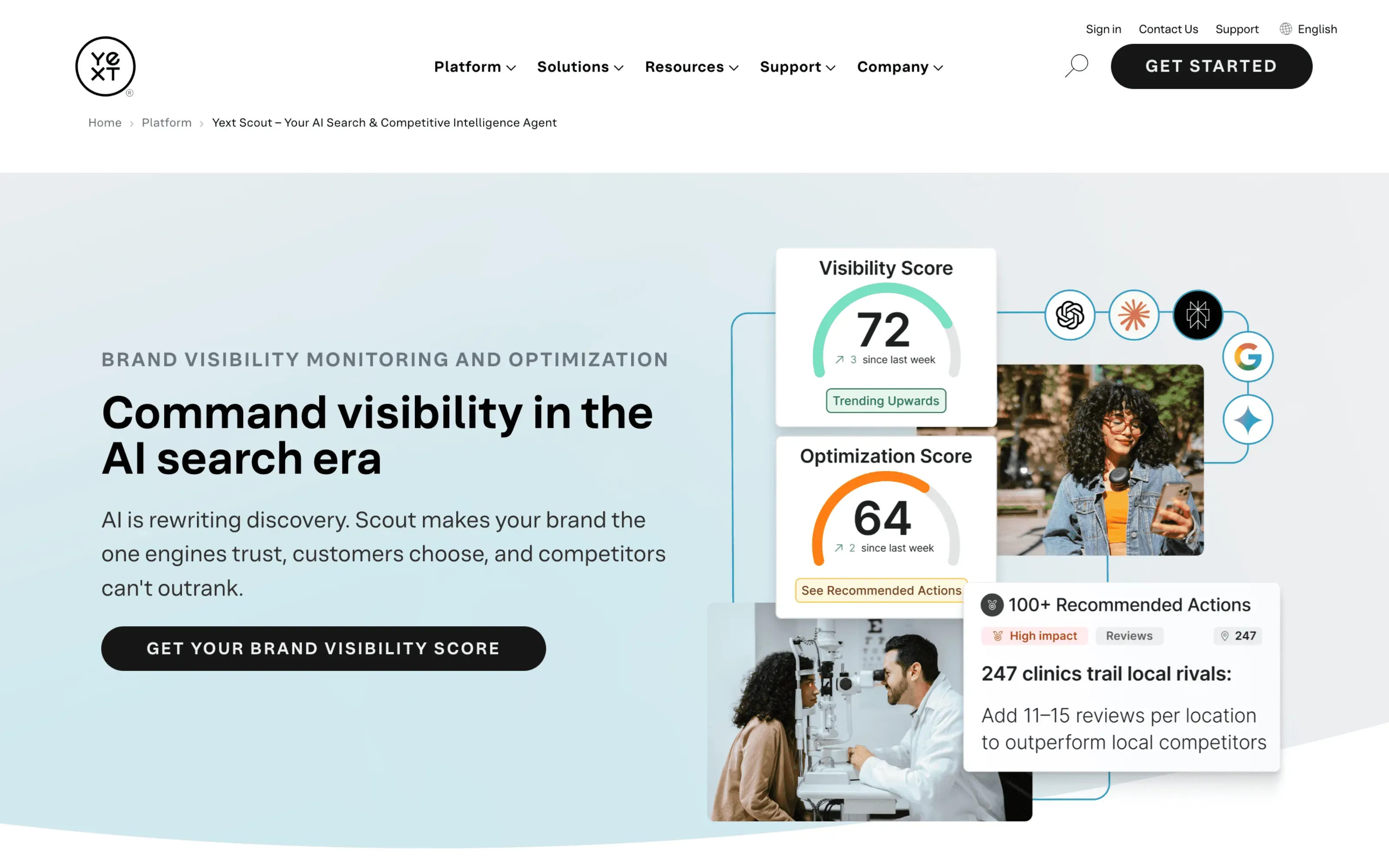 Screenshot of The Top 10 Tools's dashboard showing AI search visibility tracking and analytics.