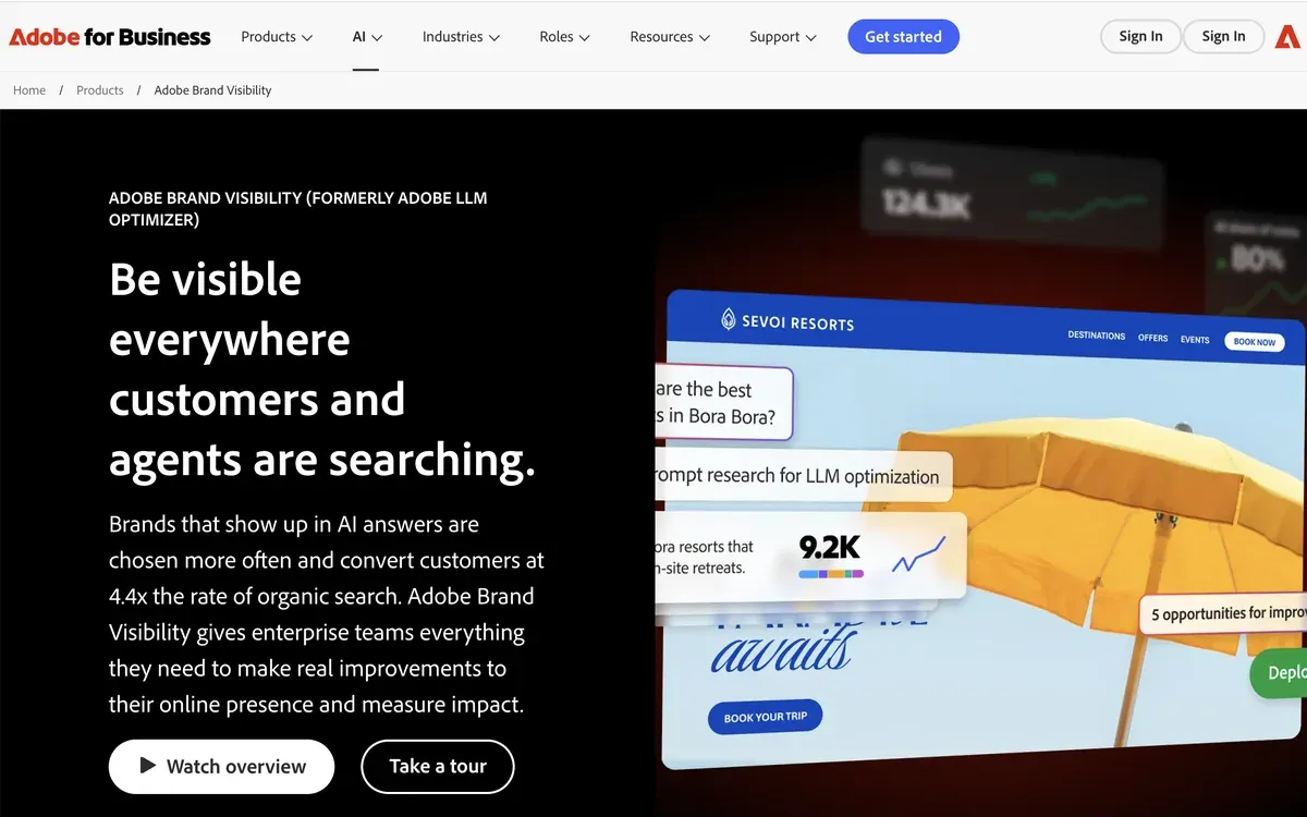 Adobe Brand Visibility homepage