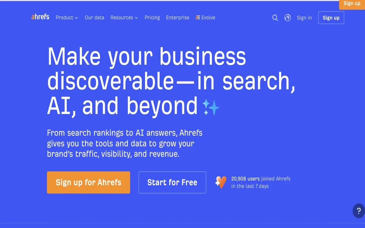 Ahrefs homepage