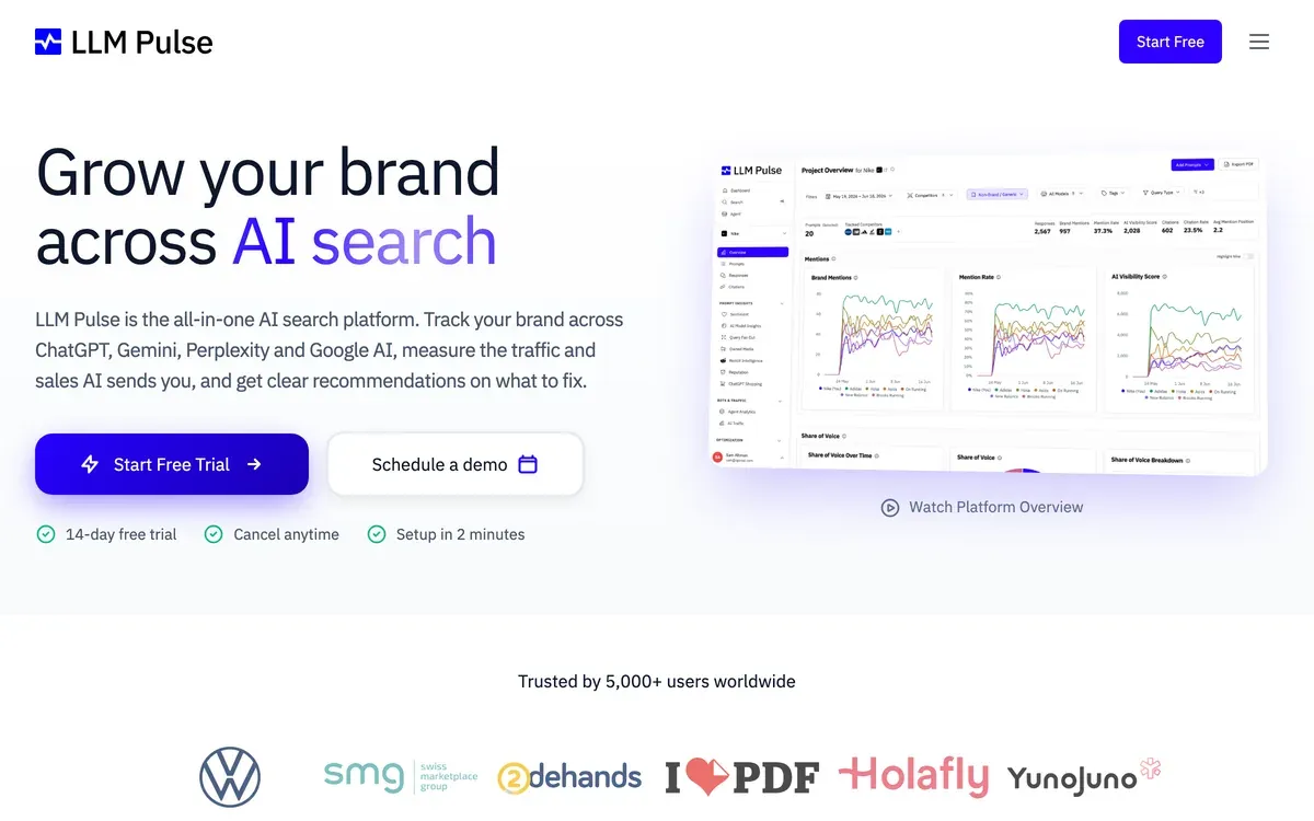 LLM Pulse homepage