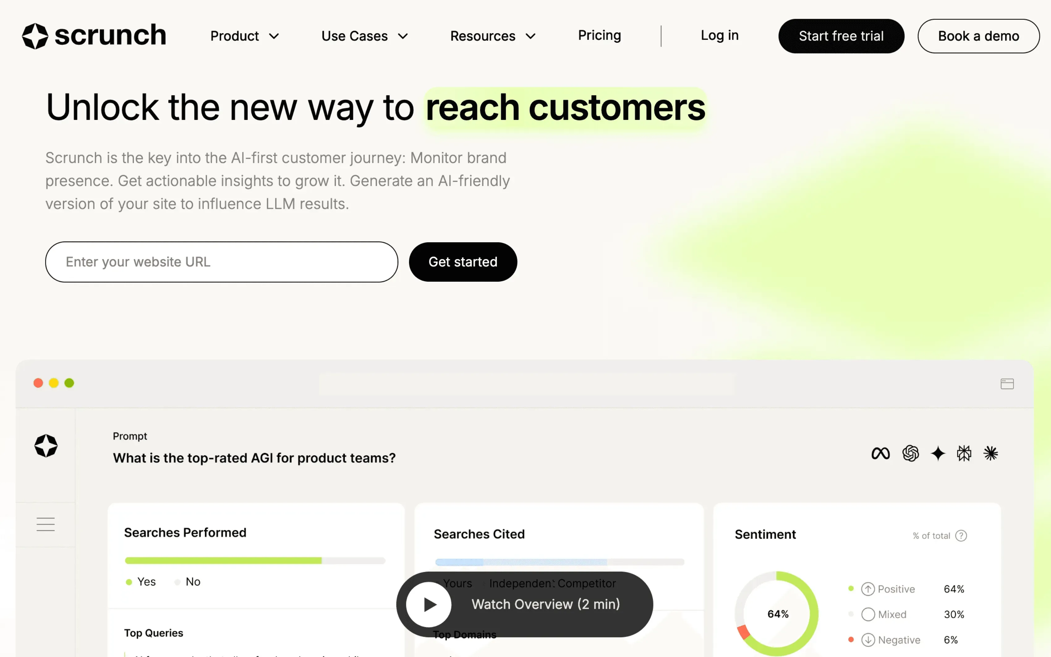 Screenshot of The Top 10 Tools's dashboard showing AI search visibility tracking and analytics.