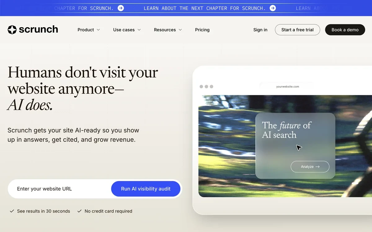 Scrunch AI homepage
