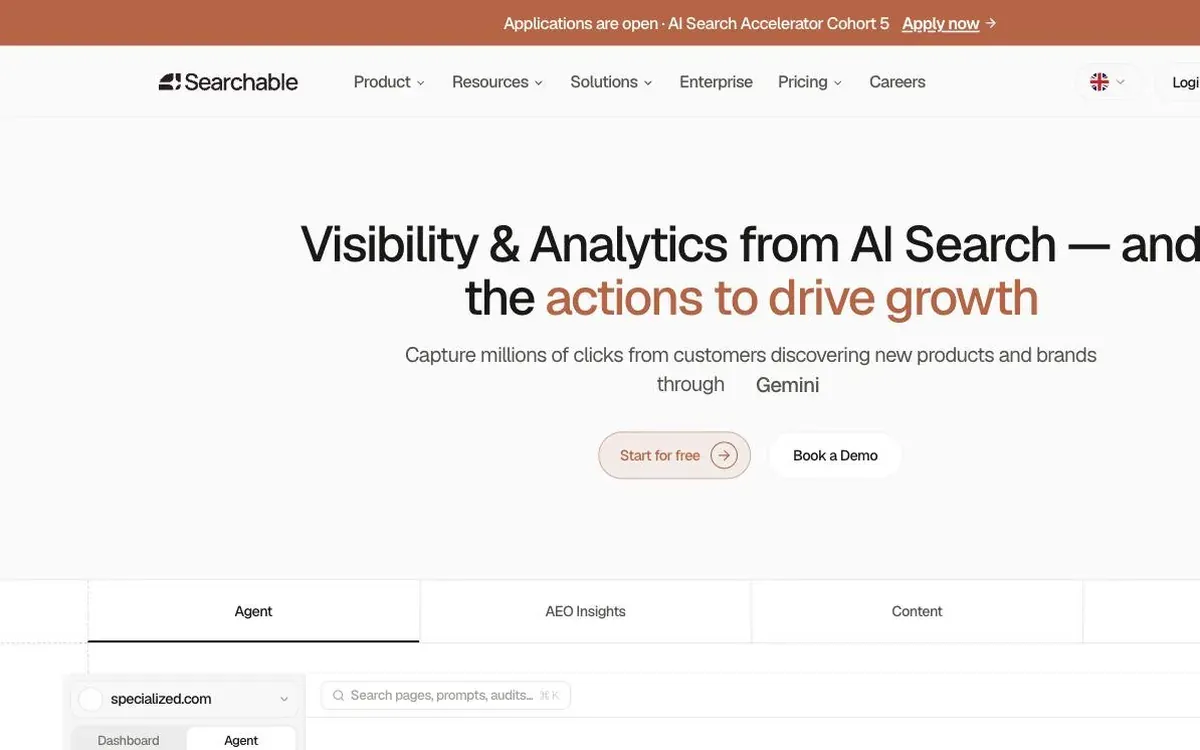 Searchable homepage
