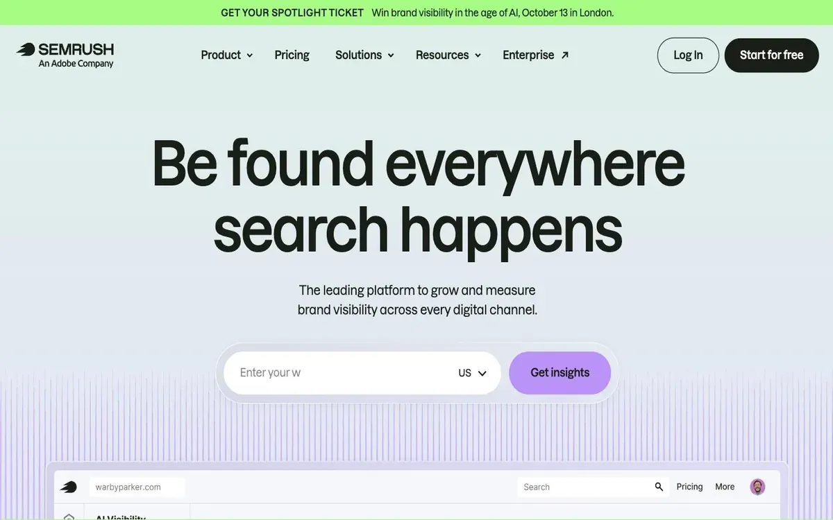 Semrush homepage