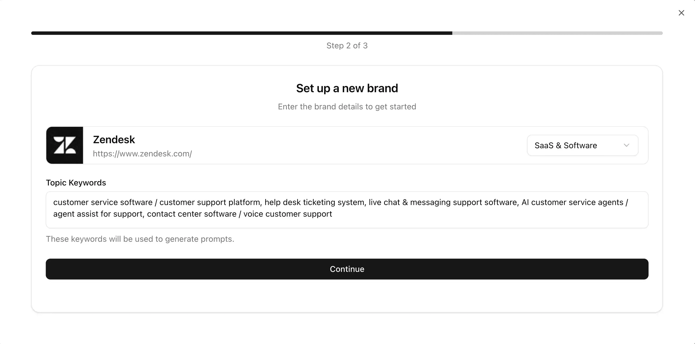 Screenshot of the Amadora.ai dashboard for Step 2: Create your first project.
